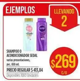 Supermercados Vea Shampoo Acondicionador Sedal Varias Presentaciones 650ml oferta