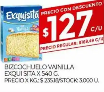 Supermercados DIA Bizcochuelo Vainilla Exquisita x 540g oferta