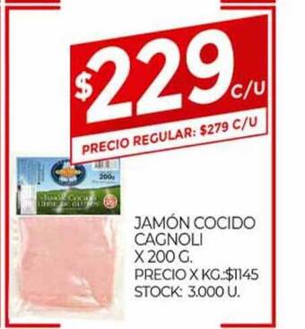 Supermercados DIA Jamón Cocido Cagnoli x 200g oferta