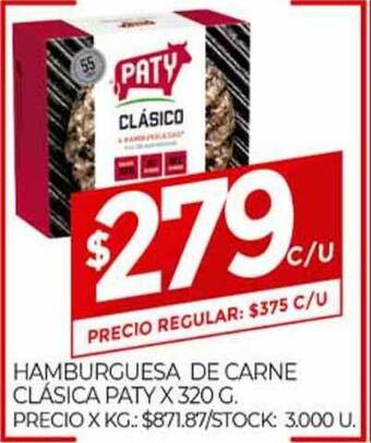 Supermercados DIA Hamburguesa De Carne Clásica Paty x 320g oferta
