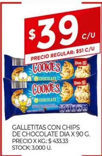 Supermercados DIA Galletitas Con Chips De Chocolate Dia x 90g oferta