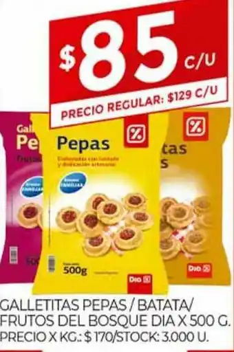 Supermercados DIA Galletitas Pepas Batata Frutos Del Bosque Dia x 500g oferta