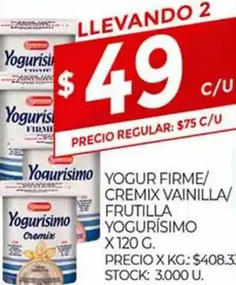 Supermercados DIA Yogur Frime Cremix Vainilla Frutilla Yogurísimo x 120g oferta