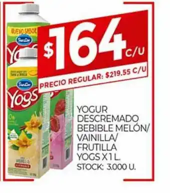 Supermercados DIA Yogur Descremado Bebible Melón Vainilla Frutilla Yogs x 1l oferta