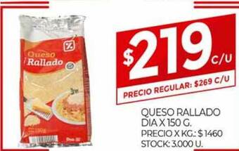 Supermercados DIA Queso Rallado Dia x 150g oferta