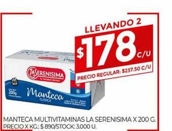 Supermercados DIA Manteca Multivitaminas La Serenisima x 200g oferta