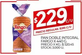 Supermercados DIA Pan Doble Integral Fargo x 440g oferta