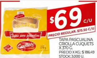 Supermercados DIA Tapa Pascualina Criolla Cuquets x 370g oferta
