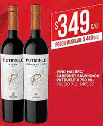 Supermercados DIA Vino Malbec Cabernet Sauvignon Putruele x 750 ml oferta