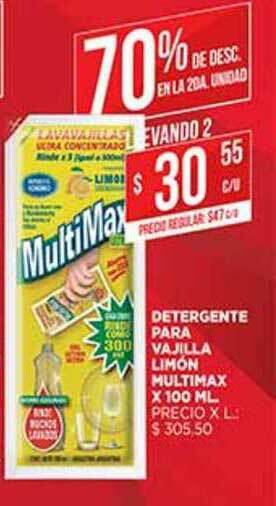 Supermercados DIA Detergente Para Vajilla Limon Multimax 70% De Desc. En La 2da. Unidad x 100ml oferta