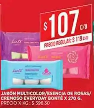 Supermercados DIA Jabón Multicolor Esencia De Rossas Cremoso Everyday Bonté x 270g oferta