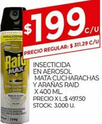 Supermercados DIA Insecticida En Aerosol Mata Cucharachas Y Arañas Raid x 400ml oferta