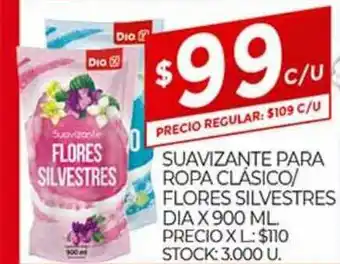Supermercados DIA Suavizante Para Ropa Clásico Flores Silvestres x 900ml oferta