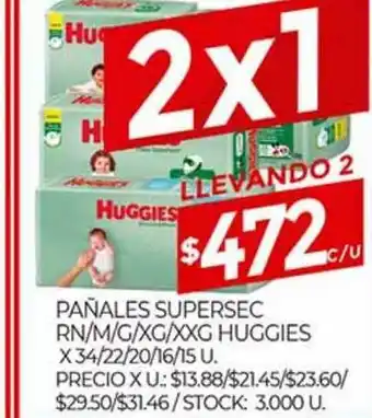 Supermercados DIA Pañales Supersec Rn M G Xg Xxg Huggies oferta