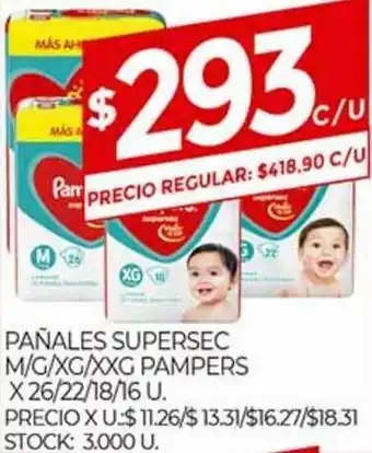 Supermercados DIA Pañales Supersec M G Xg Xxg Pampers oferta