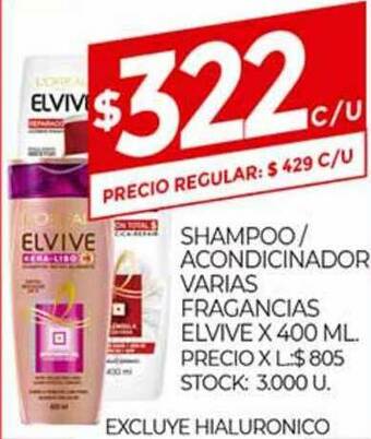 Supermercados DIA Shampoo Acondicionador Varias Fragancias Elvive oferta