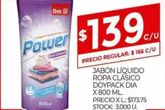 Supermercados DIA Jabón Líquido Ropa Clásico Doypack Dia x 800ml oferta
