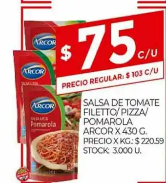 Supermercados DIA Salsa De Tomate Filetto Pizza Pomarola Acor x 430g oferta