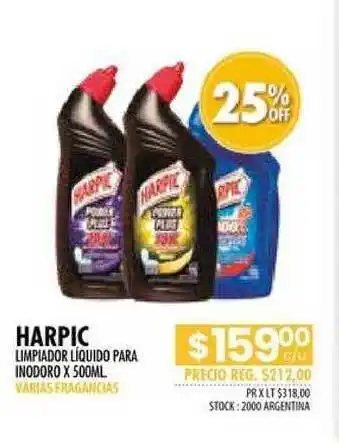 Pigmento Harpic Limpiador Líquido Para Inodoro x 500ml oferta