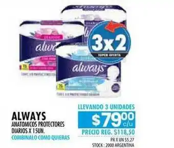 Always Anatomicos Protectores Diarios x 15un