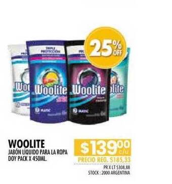 Pigmento Woolite Jabón Líquido Para La Ropa Doy Pack x 450ml oferta