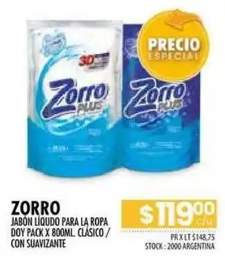 Pigmento Zorro Jabón Líquido Para La Ropa Doy Pack oferta