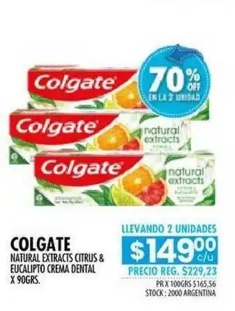 Pigmento Colgate Natural Extracts Citrus & Eucalipto Crema Dental 70% Off En La 2a Unidad x 90grs oferta