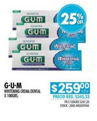 Pigmento Gum Whitening Crema Dental x 100grs oferta