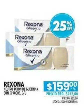 Pigmento Rexona Neutro Jabón De Glicerina 3un x 900grs oferta