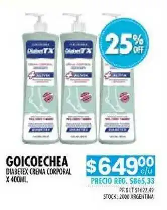Pigmento Goicoechea Diabetex Crema Corporal x 400ml oferta