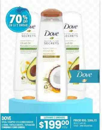 Pigmento Dove Ritual Shampoo Y O Acondicionador Fortalecimiento Reparación 70% Off En La 2a Unidad x 400ml oferta