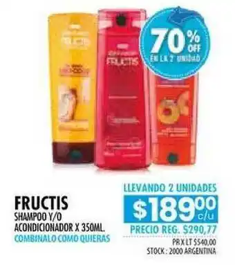 Pigmento Fructis Shampoo Y O Acondicionador x 350ml oferta