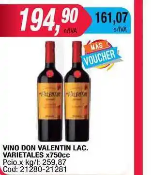 Maxiconsumo Don Valentin Vino Lac. Varietales x750cc oferta