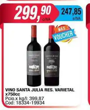 Maxiconsumo Santa Julia Vino Res. Varietal x750cc oferta