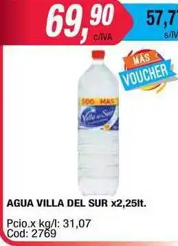Maxiconsumo Villa Del Sur Agua x2,25lt. oferta