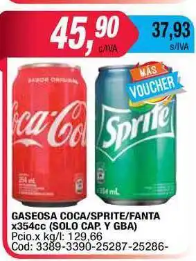 Maxiconsumo Coca/Sprite/Fanta Gaseosa x354cc (Solo Cap. Y Gba) oferta