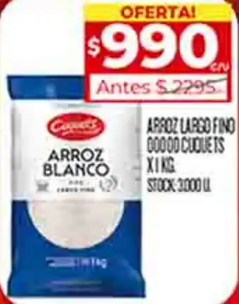 Supermercados DIA ARROZ LARGO FINO 00000 CUQUETS X 1KG oferta