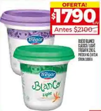 Supermercados DIA QUESO BLANCO CLASICO/LIGHT TREGARX 290G oferta