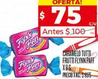 Supermercados DIA CARAMELO TUTTI FRUTTI FLYNN PAFF X 8G oferta