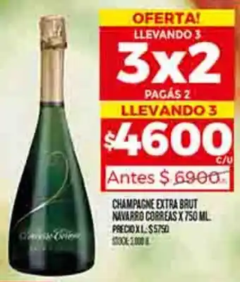 Supermercados DIA CHAMPAGNE EXTRA BRUT NAVARRO CORREAS X 750ML oferta
