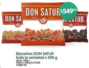 Supermercados Buenos Días Bizcochos DON SATUR toda la variedad x 200g oferta