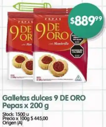 Supermercados Buenos Días Galletas dulces 9 DE ORO Pepas x 200g oferta