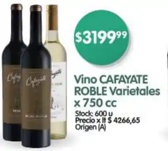 Supermercados Buenos Días Vino CAFAYATE ROBLE Varietales x 750cc oferta