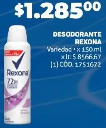 Makro DESODORANTE REXONA Variedad x 150ml oferta