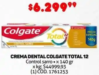 Makro CREMA DENTAL COLGATE TOTAL 12 Control sarro x 140gr oferta