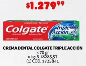 Makro CREMA DENTAL COLGATE TRIPLE ACCIÓN x 70gr oferta