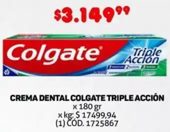 Makro CREMA DENTAL COLGATE TRIPLE ACCIÓN x 180gr oferta