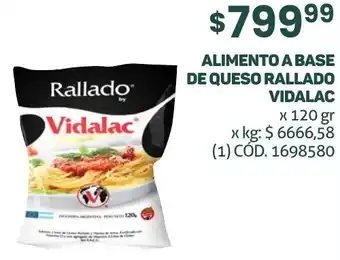 Makro ALIMENTO A BASE DE QUESO RALLADO VIDALAC x 120gr oferta
