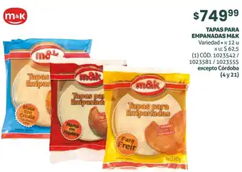 Makro TAPAS PARA EMPANADAS M&K Variedad x 12u oferta