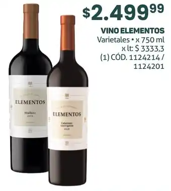 Makro VINO ELEMENTOS Varietales x 750ml oferta